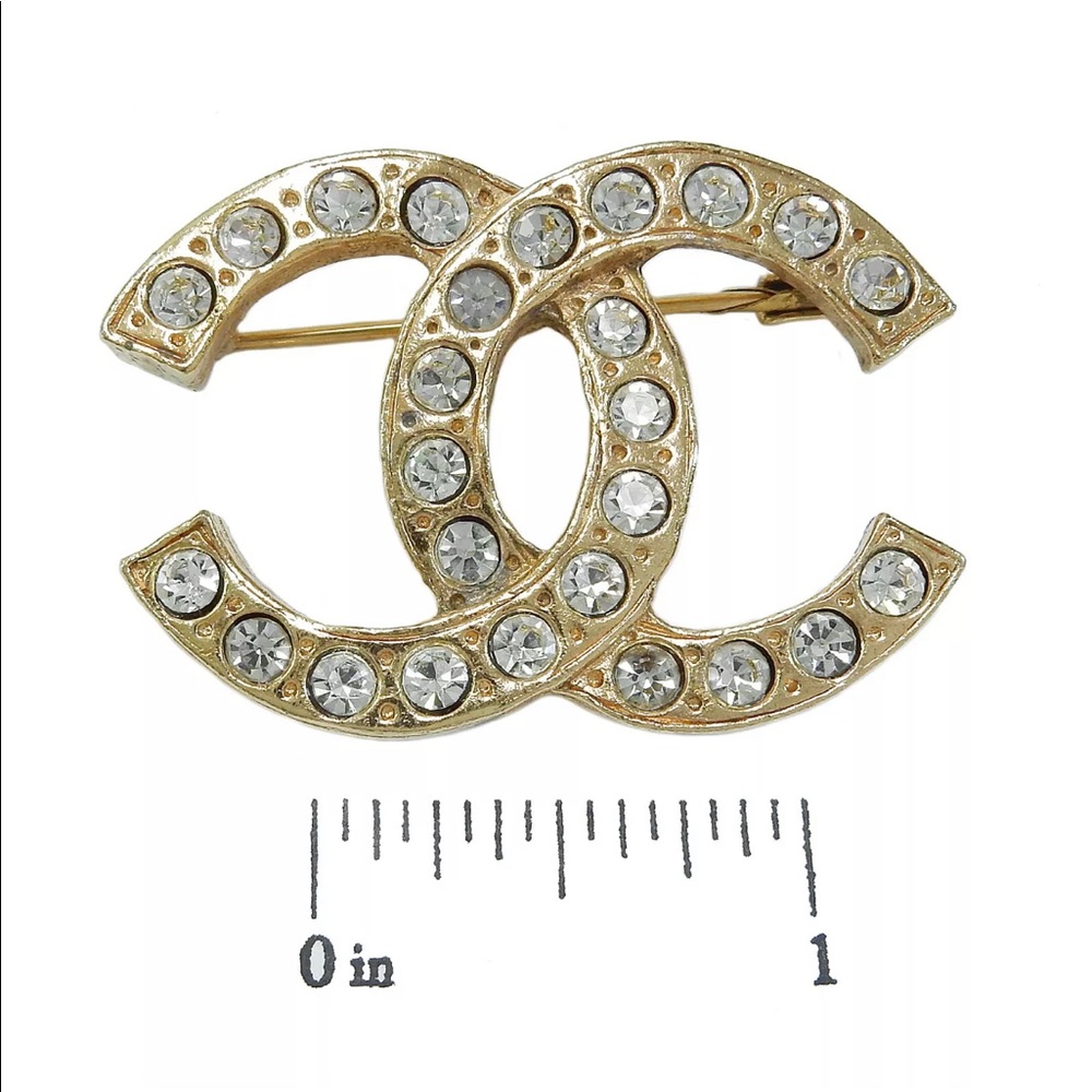 Chanel Gold plated CC Logo pin brooch